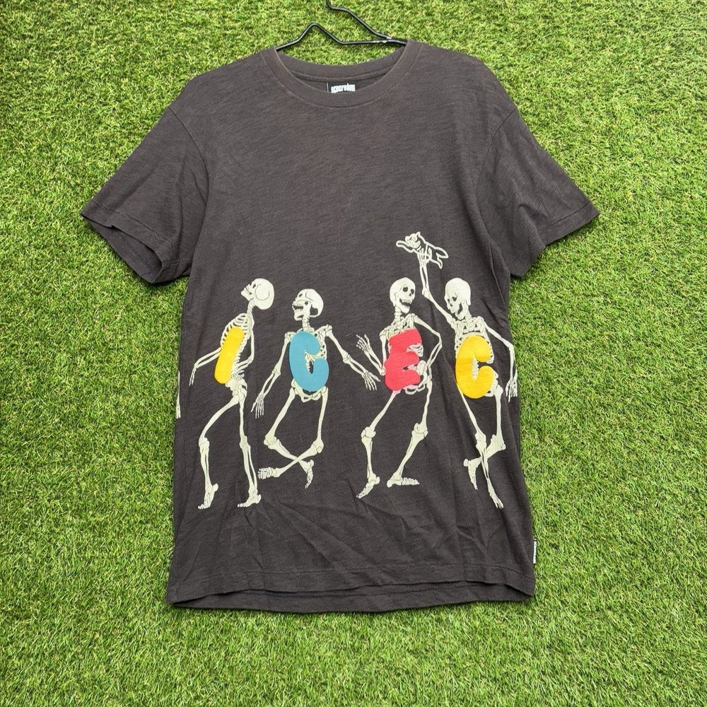 Billionaire Boys Club Ice Cream Shirt Mens Small Black AOP Skeleton Spellout 90s
